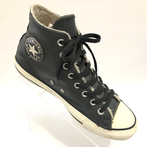 gray leather converse